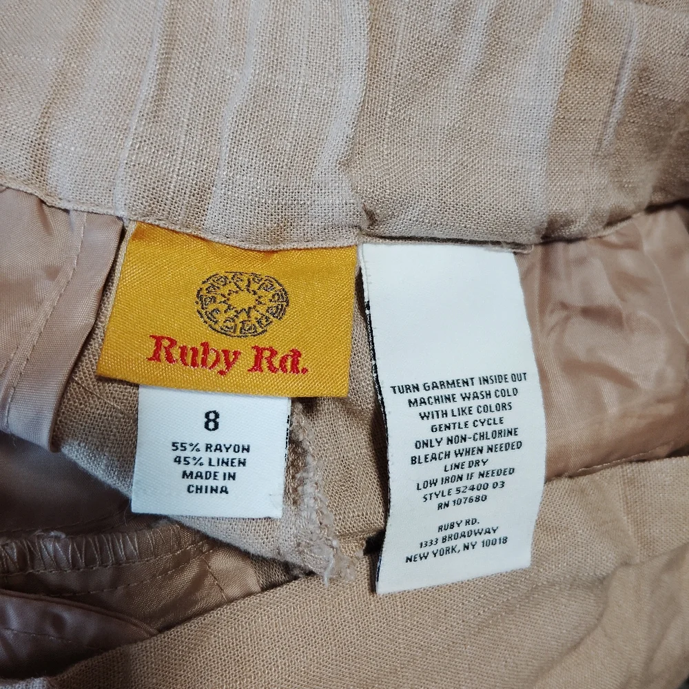 Ruby Rd Linen Blend Cropped Pants - Size 8 - Picture 4 of 4